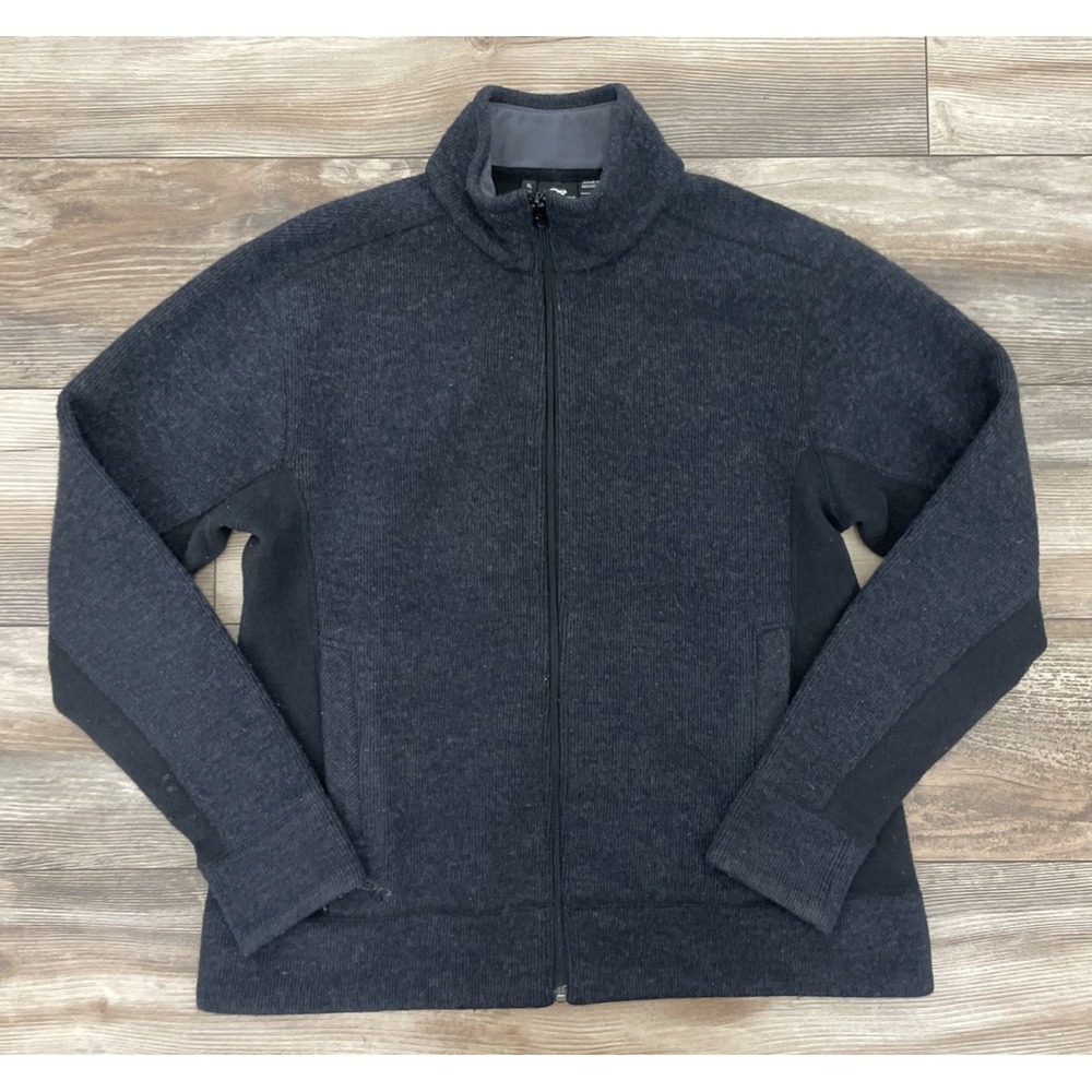 Outdoor Research Salida Women XL Wool Blend Full Zip Jacket Black Ribbed Pockets